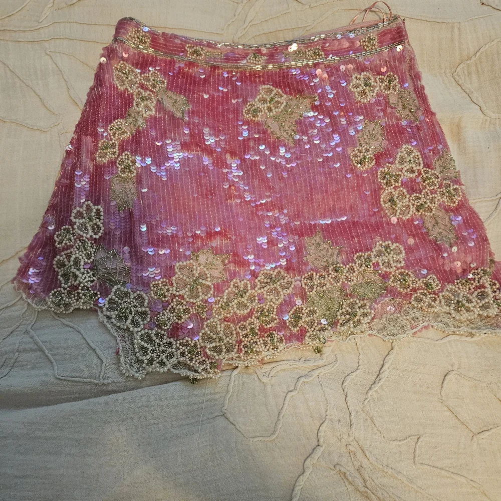 LoveShackFancy Pink and Gold Sequin Skirt - Picture 2 of 4